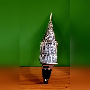 Chrysler Building Metal Bottle Stopper - Silver Tone